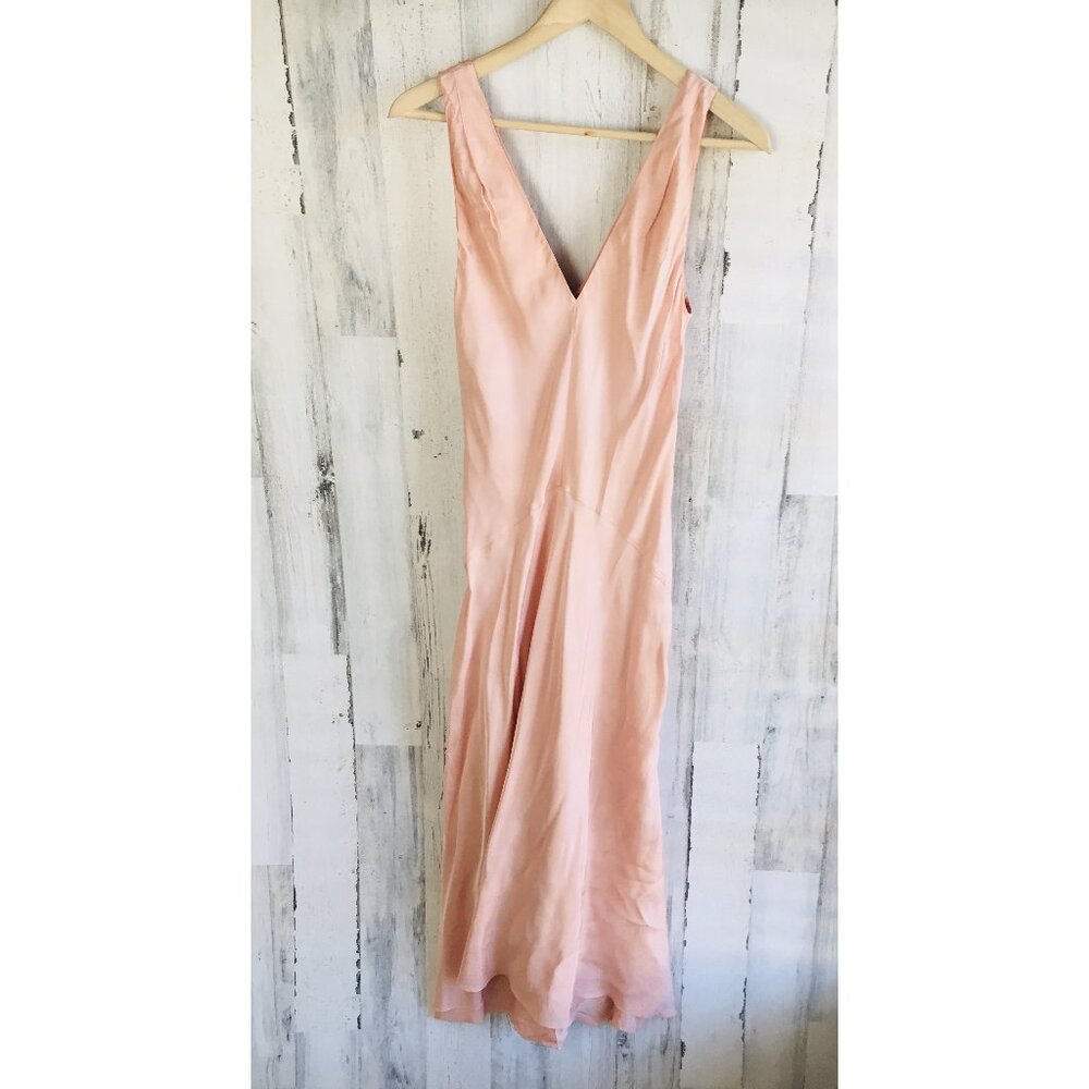 NWOT FRAME Savannah Midi Maxi Dress Bias Cut Pink Clay Blush Party S
